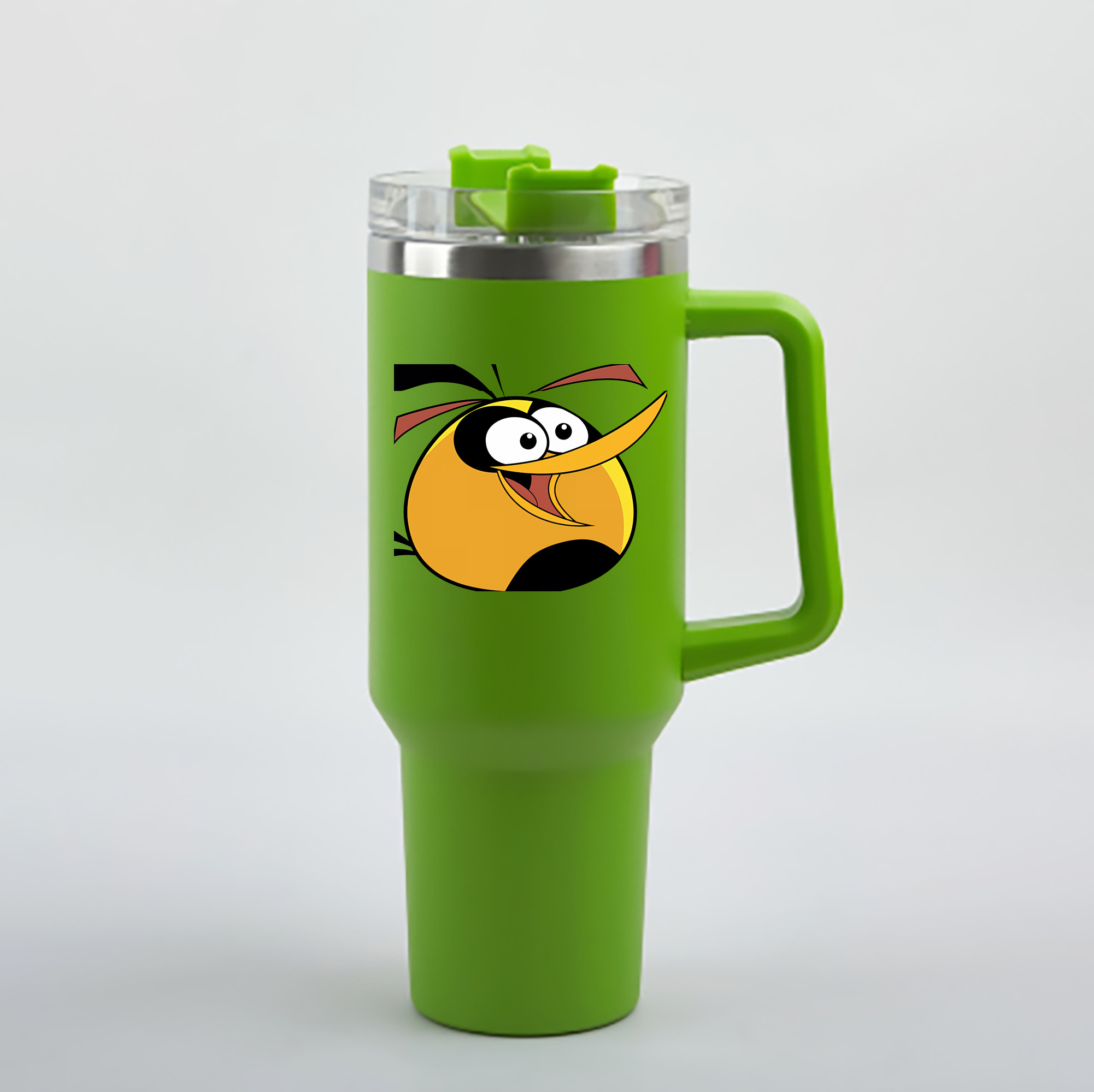 （画像用） Angry Birds アングリーバード 1200mL車用タンブラー - クリスタルステッカー（プラスチックストロー付き）